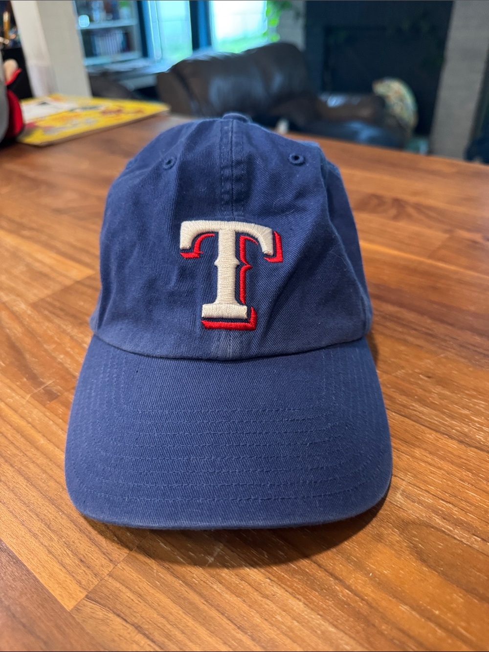 Texas Rangers Navy Baseball Cap with White & Red 'T' Logo 47